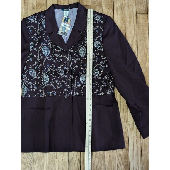 HW Design Blazer Jacket Floral Paisley Print Button Front Career Womens Size 14 - Picture 6 of 13
